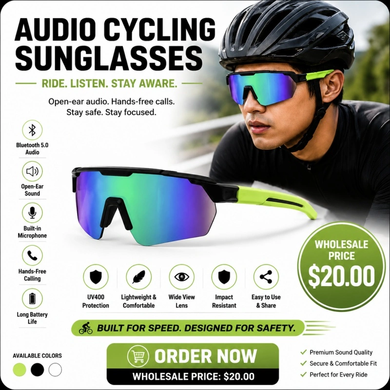 audio cycling sunglasses poster